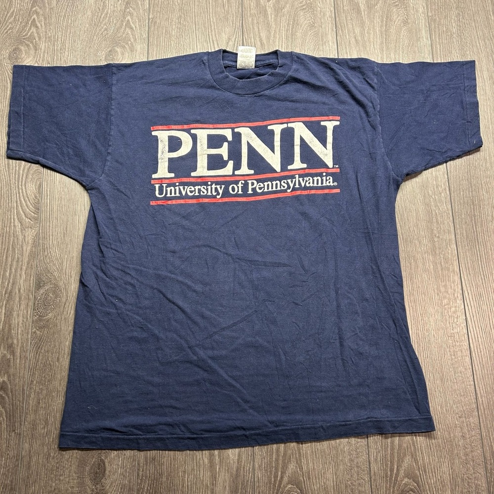 Vintage University of Pennsylvania Penn XL T-Shirt Navy Blue Fruit of the Loom
